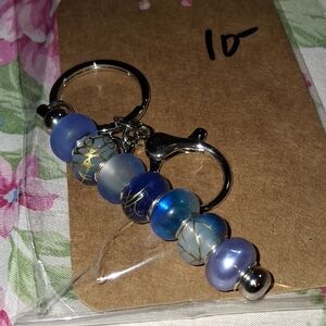Chic Blue Beaded Keychain